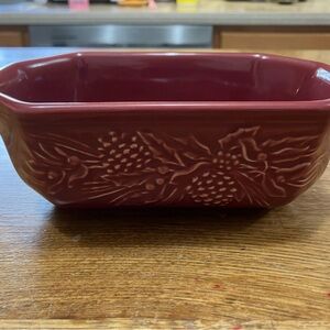 Longaberger pottery nature’s garland embossed dish in paprika